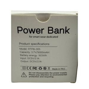 GENOVEGA RTPB-005 Power Bank Smart Wearables Capacity 3.7V/5000mAh Energy 18.5Wh